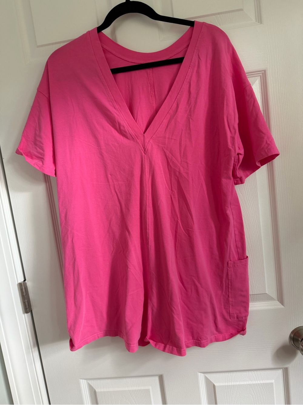 Women’s V-Neck Short Sleeve romper in Bright Pink
